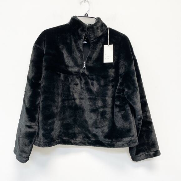 a new day Jackets & Blazers - A New Day Women's Faux Fur Long Sleeve Zip Up Jacket Black Size XS